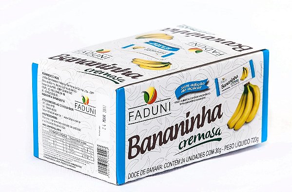 Bananinha Cremosa Faduni Sem Adição De Açúcar 24x30g