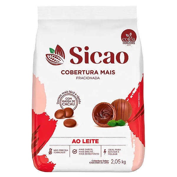 Cobertura Mais Fracionada Sabor Chocolate Ao Leite 2,05kg SICAO
