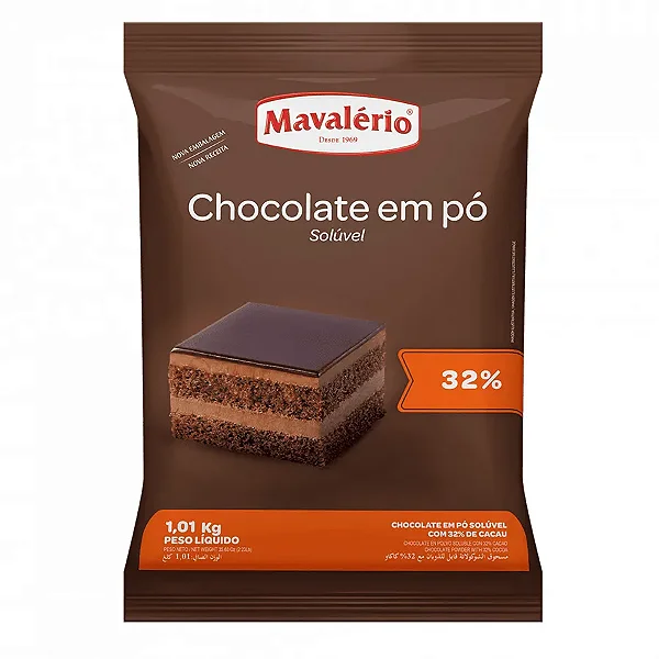 Chocolate em Pó Solúvel 32% Cacau 1,01kg MAVALERIO
