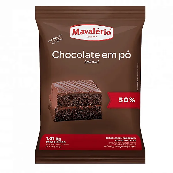 Chocolate em Pó Solúvel 50% Cacau 1,01Kg MAVALÉRIO