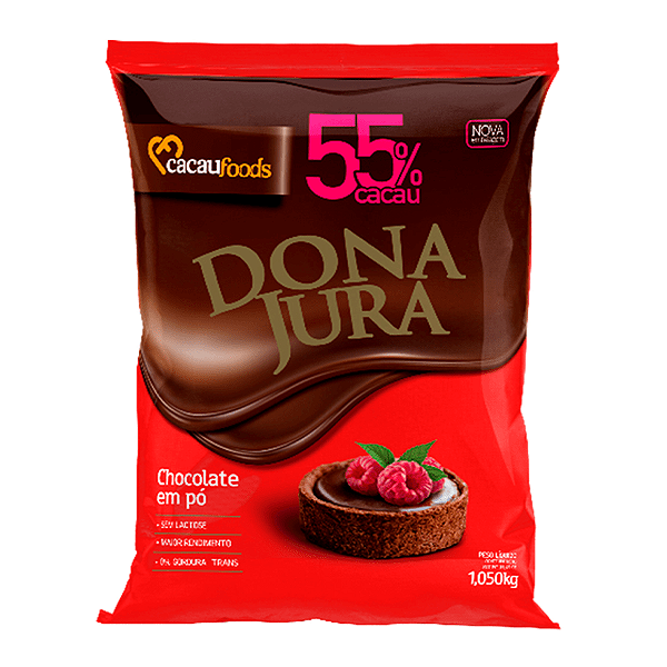 Chocolate em Pó Solúvel Dona Jura 55% 1,005kg CACAU FOODS
