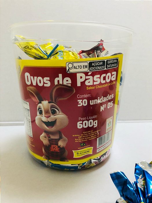 Ovos de Páscoa Sabor Chocolate ao Leite - com 30 unidades de 20 Gr - 600G Kikakau