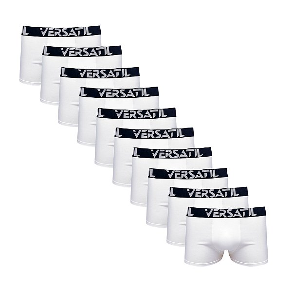 Kit com 10 Cuecas Boxer Cotton Rony Versátil Elegant Branco