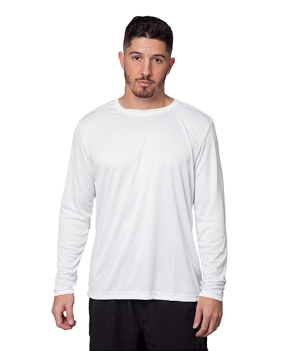 Camiseta Masculina Manga Longa Lisa Básica Rony Versátil Segunda Pele Proteção Solar UV 50+