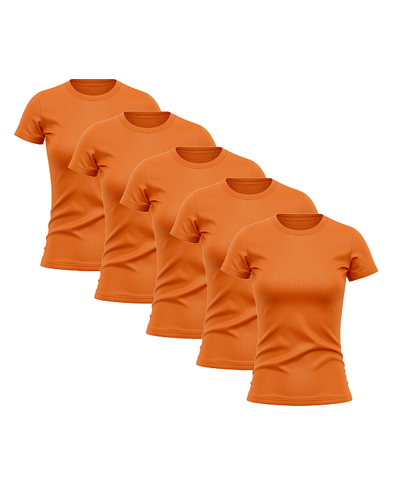 Kit 5 Camisetas Feminina Manga Curta Dry Fit Básica Lisa Proteção Solar UV Térmica Laranja