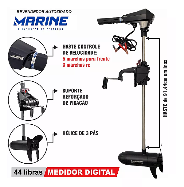 Motor Elétrico Phantom 44 Libras Água Doce Marine 520w