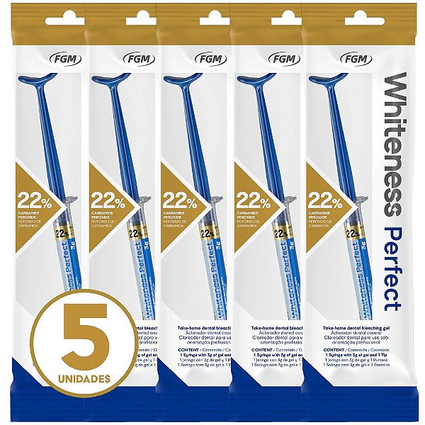 5 Seringas De Clareamento Dental Whiteness Perfect 22%