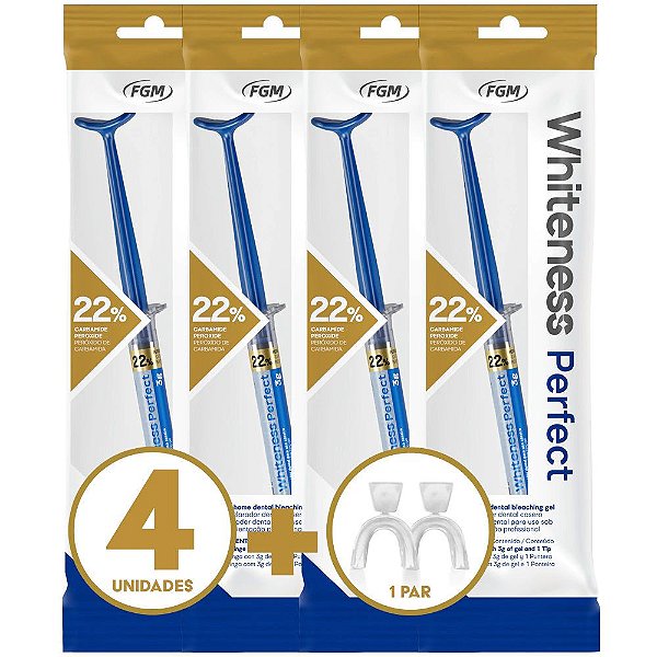 4 Clareador Dental Whiteness Perfect 22% + Par de Moldeira