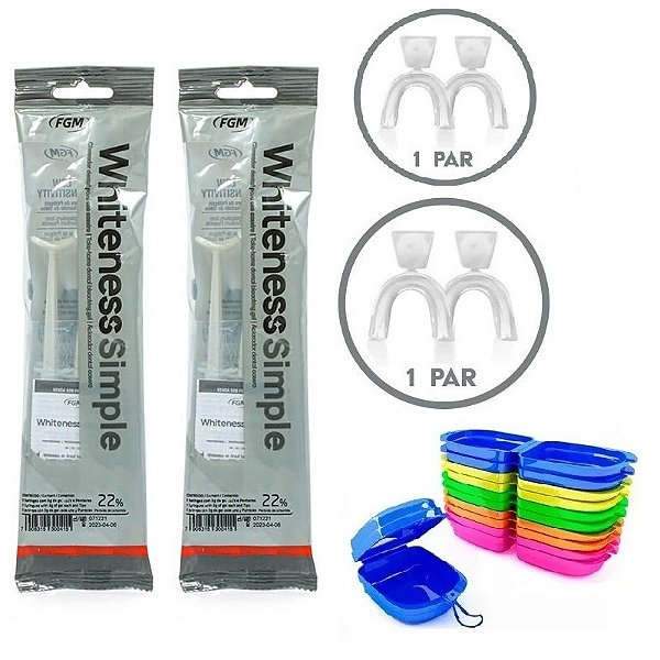 Clareador Dental Whiteness Simple 22% - 6 Un + 2 Par De Moldeira