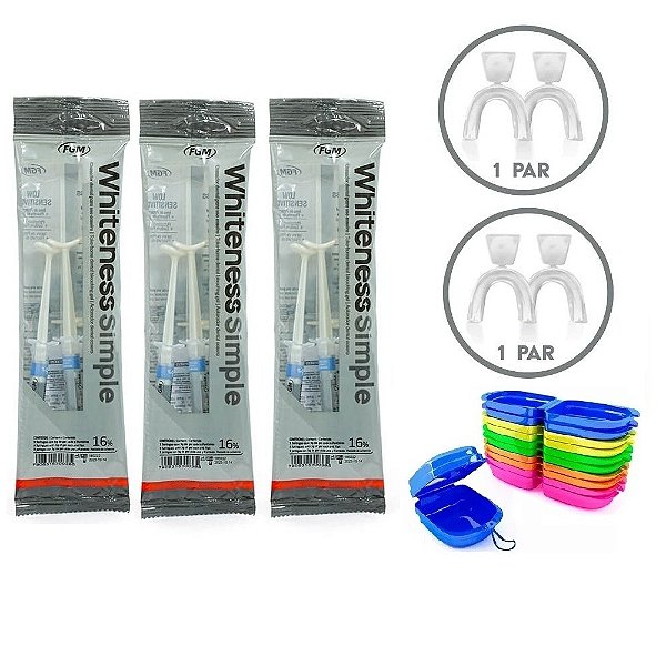 Clareador Dental Whiteness Simple 16% - 9 Un + 2 Par De Moldeira