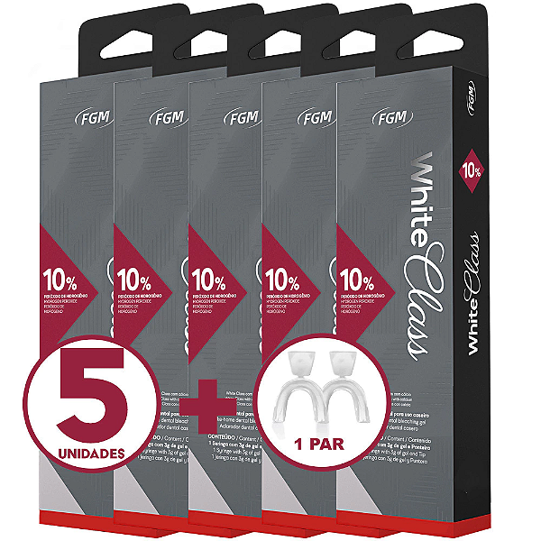 5 Clareador White Class 10% + 1 Par De Moldeira