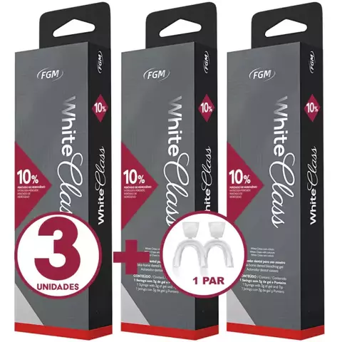 Clareador White Class 10% - 3 Un + 1 Par De Moldeira