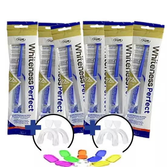 6 Seringas Whiteness Perfect 22% + 2 Pares Moldeira + 2 Estojos