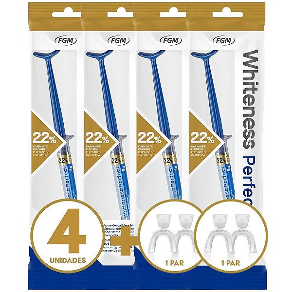 4 Seringas de Clareamento  Whiteness Perfect 22% + 2 Pares de moldeira