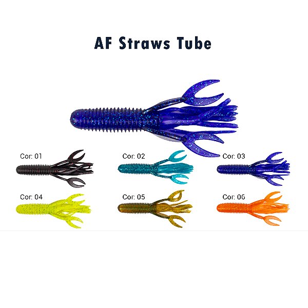 Kit com 2 Isca Artificial Soft  AF Straws Tube