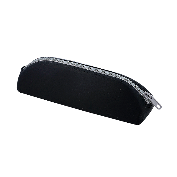 ESTOJO TRIANGULAR - SILICONE - 1 ZIPER - PRETO