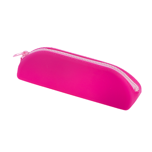 ESTOJO TRIANGULAR - SILICONE - 1 ZIPER - ROSA