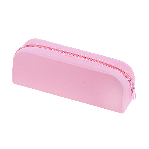 ESTOJO RETANGULAR - SILICONE - 1 ZIPER - ROSA PASTEL