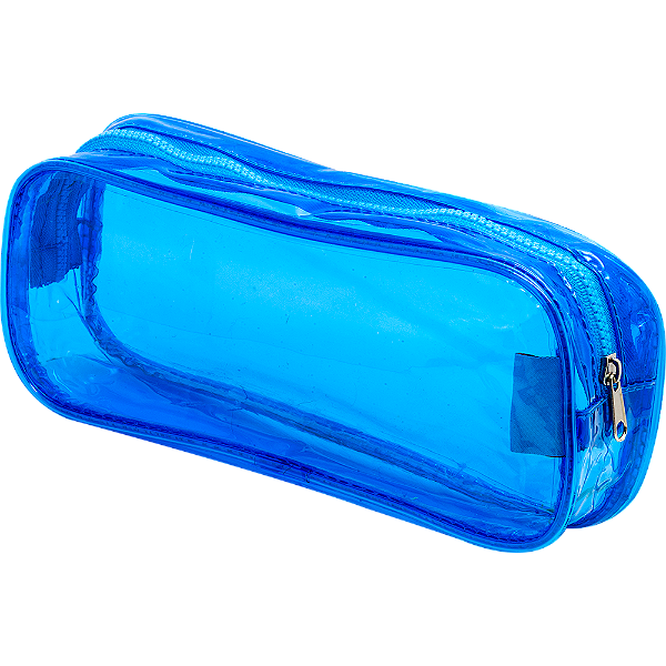 ESTOJO TRANSPARENTE - 1 ZIPER - AZUL