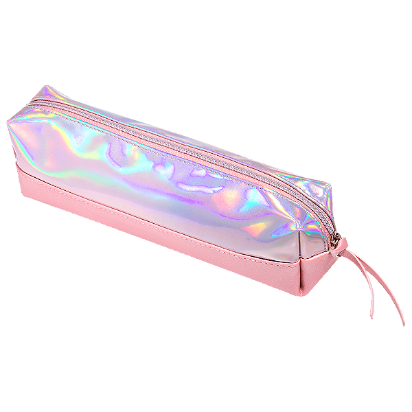 ESTOJO HOLOGRÁFICO - 1 ZIPER - ROSA CLARO