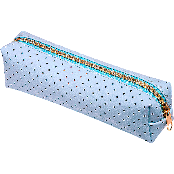 ESTOJO PERFURADO - 1 ZIPER - AZUL PASTEL