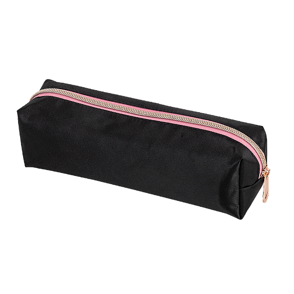 ESTOJO ESTAMPADO - POLIÉSTER - 1 ZIPER - PRETO C/ ROSA