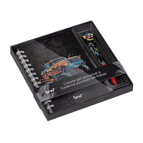 CANETA ESFEROGRÁFICA DIVERT GEL APAG 0.7MM + CADERNO - CARS - CX PRESENTE C/ 2UN