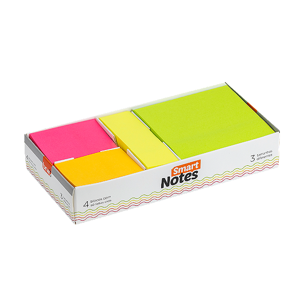 BLOCO SMART NOTES CX PRESENTE - COLORIDO NEON - 80FLS - 4 BLOCOS