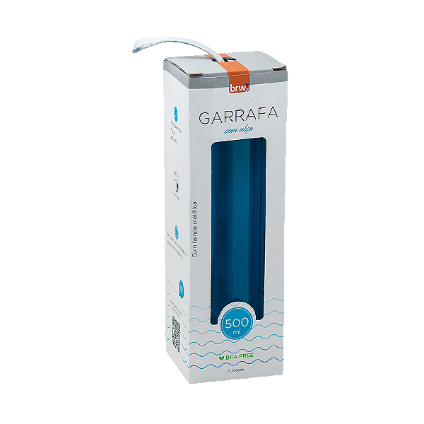 GARRAFA PLÁSTICA COM ALÇA NA TAMPA - 500ML - AZUL