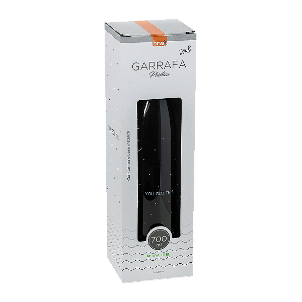 GARRAFA PLÁSTICA ESTAMPADA C/ TAMPA AL -700ML- CINZA/BLACK