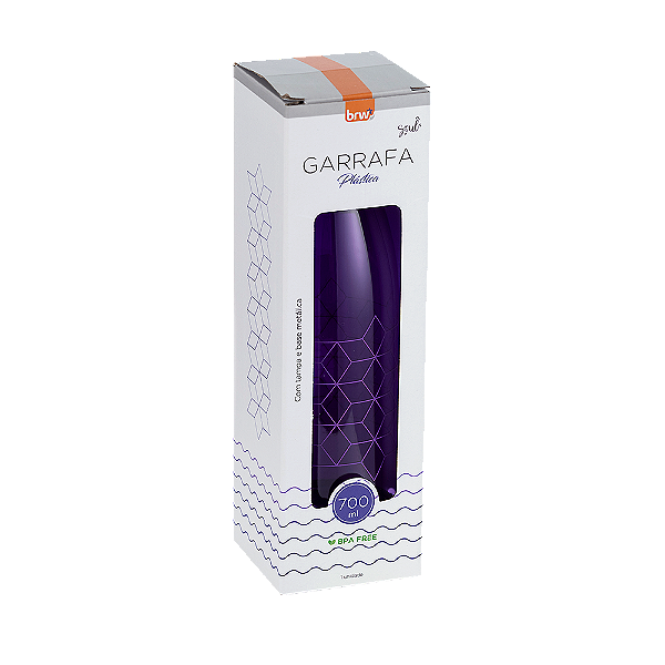 GARRAFA PLÁSTICA ESTAMPADA C/ TAMPA AL - 700ML - MATELASSE ROXO