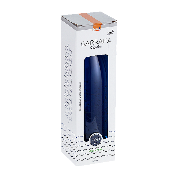 GARRAFA PLÁSTICA ESTAMPADA C/ TAMPA AL - 700ML - MATELASSE AZUL