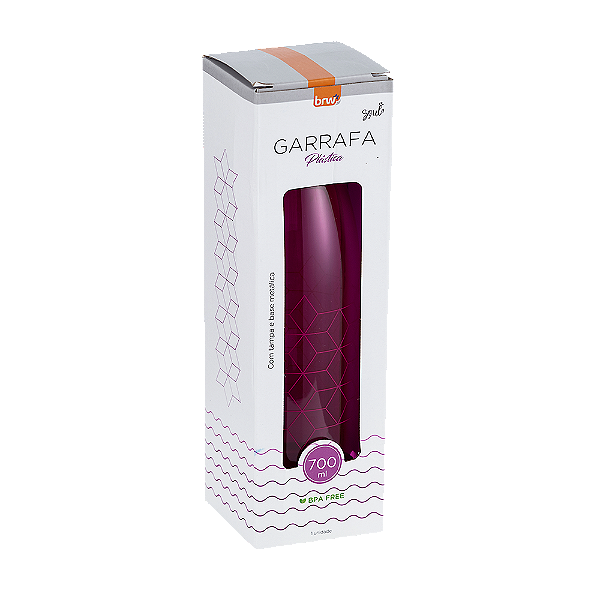 GARRAFA PLÁSTICA ESTAMPADA C/ TAMPA AL - 700ML - MATELASSE ROSA