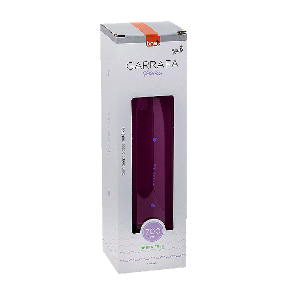 GARRAFA PLÁSTICA ESTAMPADA C/ TAMPA AL - 700ML - LILÁS - S2