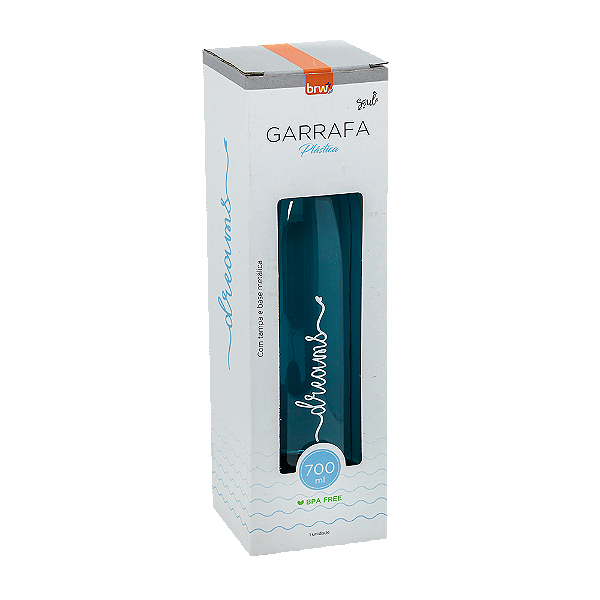 GARRAFA PLÁSTICA ESTAMPADA C/ TAMPA AL- 700ML- AZUL PASTEL