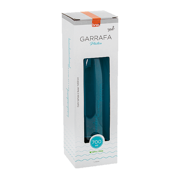 GARRAFA PLÁSTICA ESTAMPADA C/ TAMPA AL - 700ML - TURQUESA