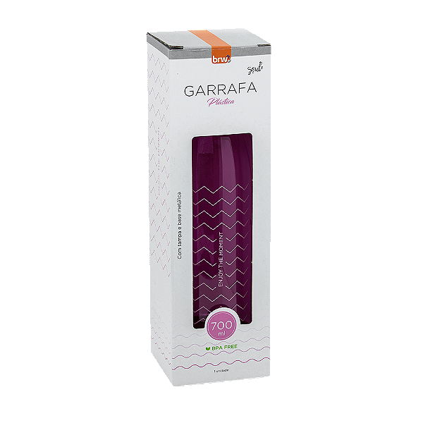 GARRAFA PLÁSTICA ESTAMPADA C/ TAMPA AL - 700ML - ROSA PASTEL
