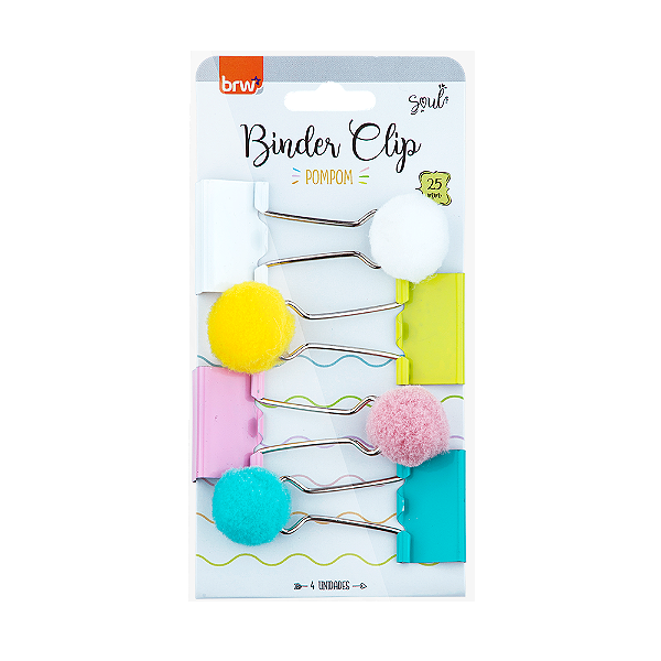 CLIPES PARA PAPEL BINDER 25MM - BLISTER C/ 4 UN - POMPOM