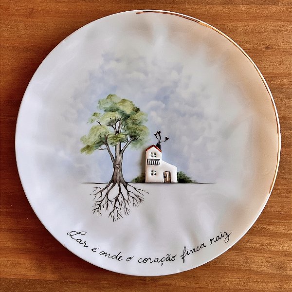 Prato-poema "Lar é onde o coração finca raiz - casinha de amor"