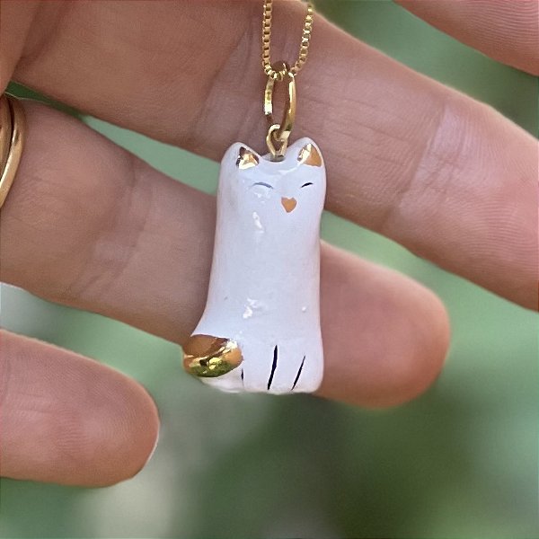 Pingente Gatinho Branco