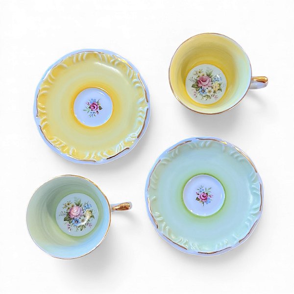 Dueto Verde & Amarelo — Par de Xícaras de Café