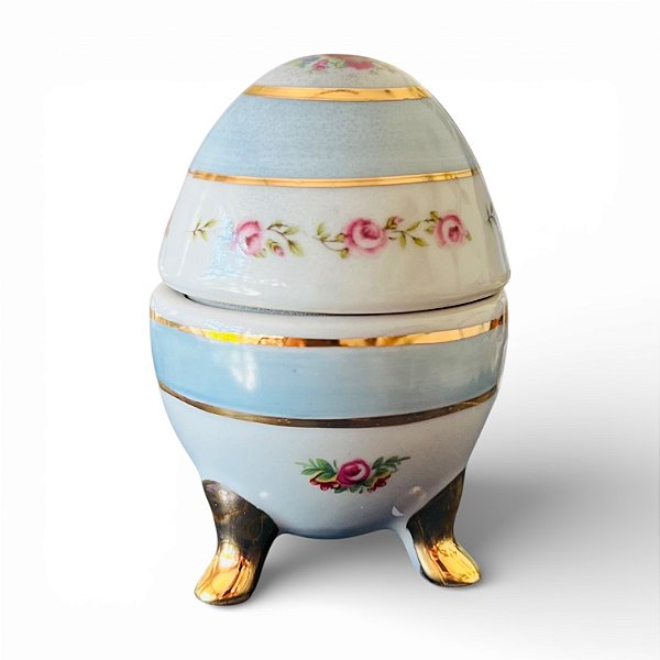 Ovinho Porta-joias Azul Floral