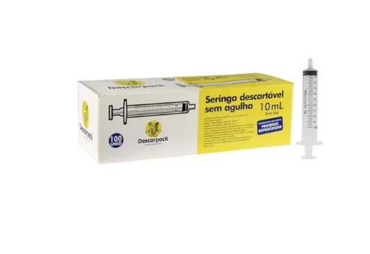 Seringa 10ml Bico Luer Slip S/ Agulha Com 100 Unidades - Descarpack