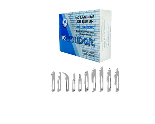 Lâminas de Bisturi Nº12 Aço Carbono C/ 100 Unidades - Solidor