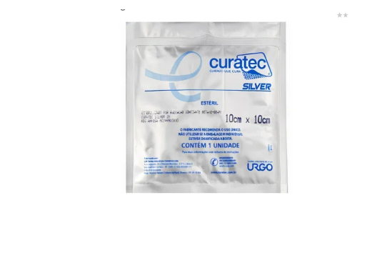Curativo 10cm x 10cm de Alginato de Cálcio C/ Prata Silver IV - Curatec