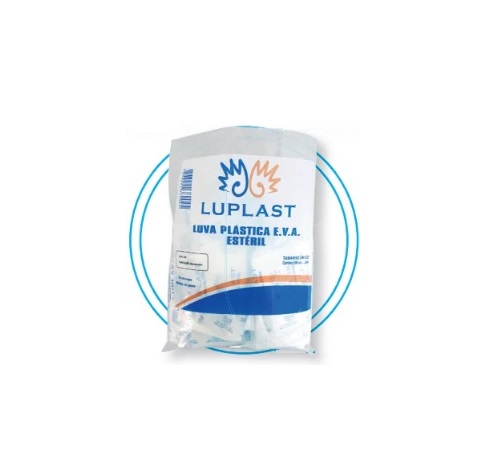 Luva Estéril Plástica de E.V.A C/ 100 Unidades - Luplast