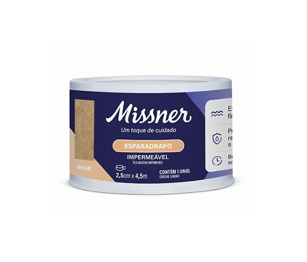 Esparadrapo 2,5cm X 4,5m Impermeável Bege Borda serrilhada - Missner