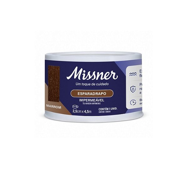 Esparadrapo 2,5cm X 4,5m Impermeável Marrom Borda serrilhada - Missner