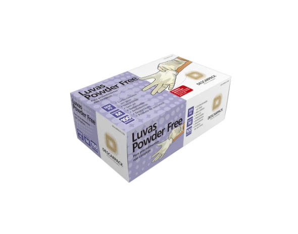 Luva de Látex Sem Pó Tam: P (Powder Free) C/ 100 Unidades - Descarpack