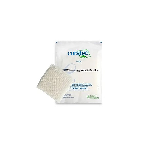 Gaze com PHMB Antimicrobiana 10cm x 10cm C/ 5 Unidades - Curatec